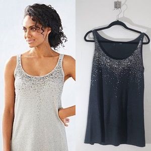 Eileen Fisher Charcoal Sequin Sweater Tank Size M
